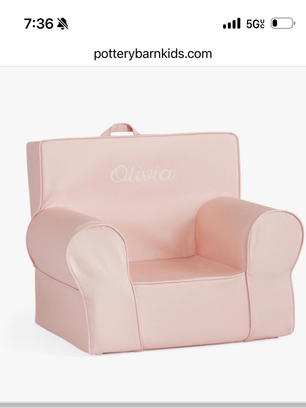 Pottery Barn Kids Blush Pink Personalized Kids' Armchair